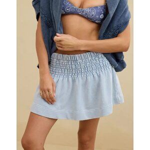 Aerie Feeling Femme Mini Skirt in Light Wash Blue NEW